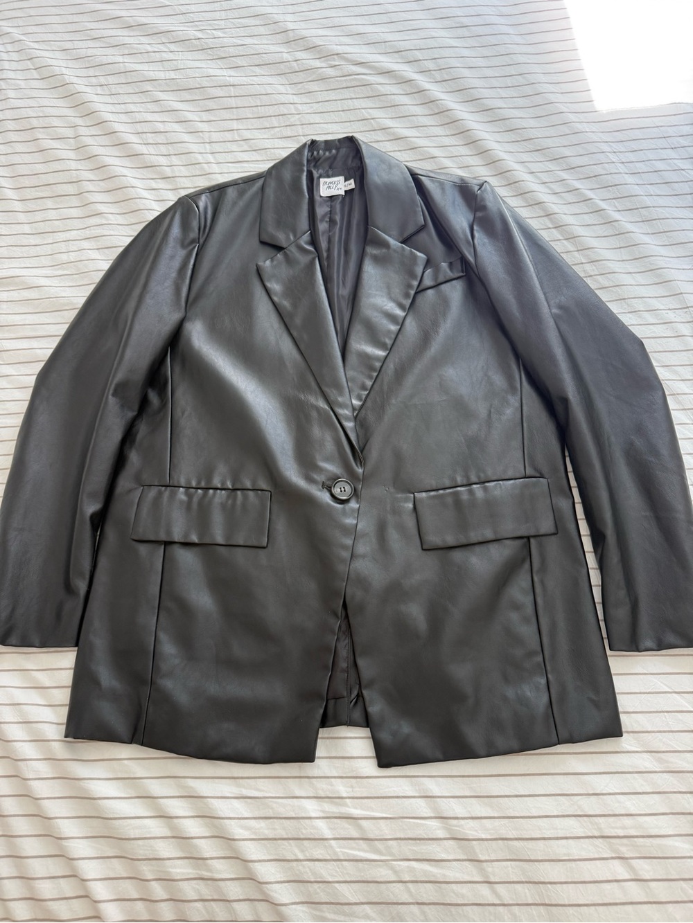 Princess Polly Black Faux Leather Blazer Jacket